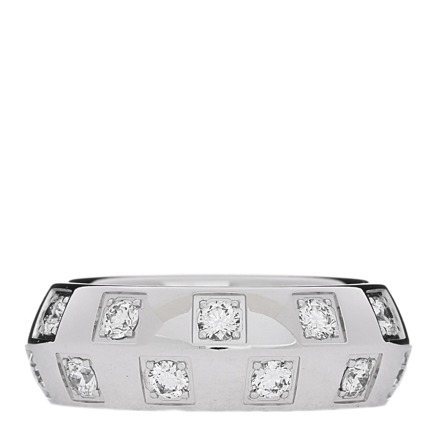 Louis Vuitton 18K White Gold Diamond Large Le Damier Ring 54 6.75 3 of 5