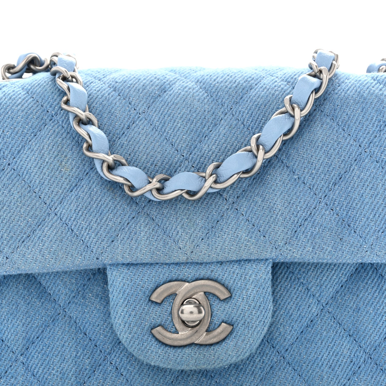 Chanel Denim Quilted Mini Rectangular Flap Blue 7 of 11