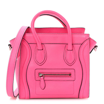 Celine Drummed Calfskin Nano Luggage Fuchsia 1 of 9