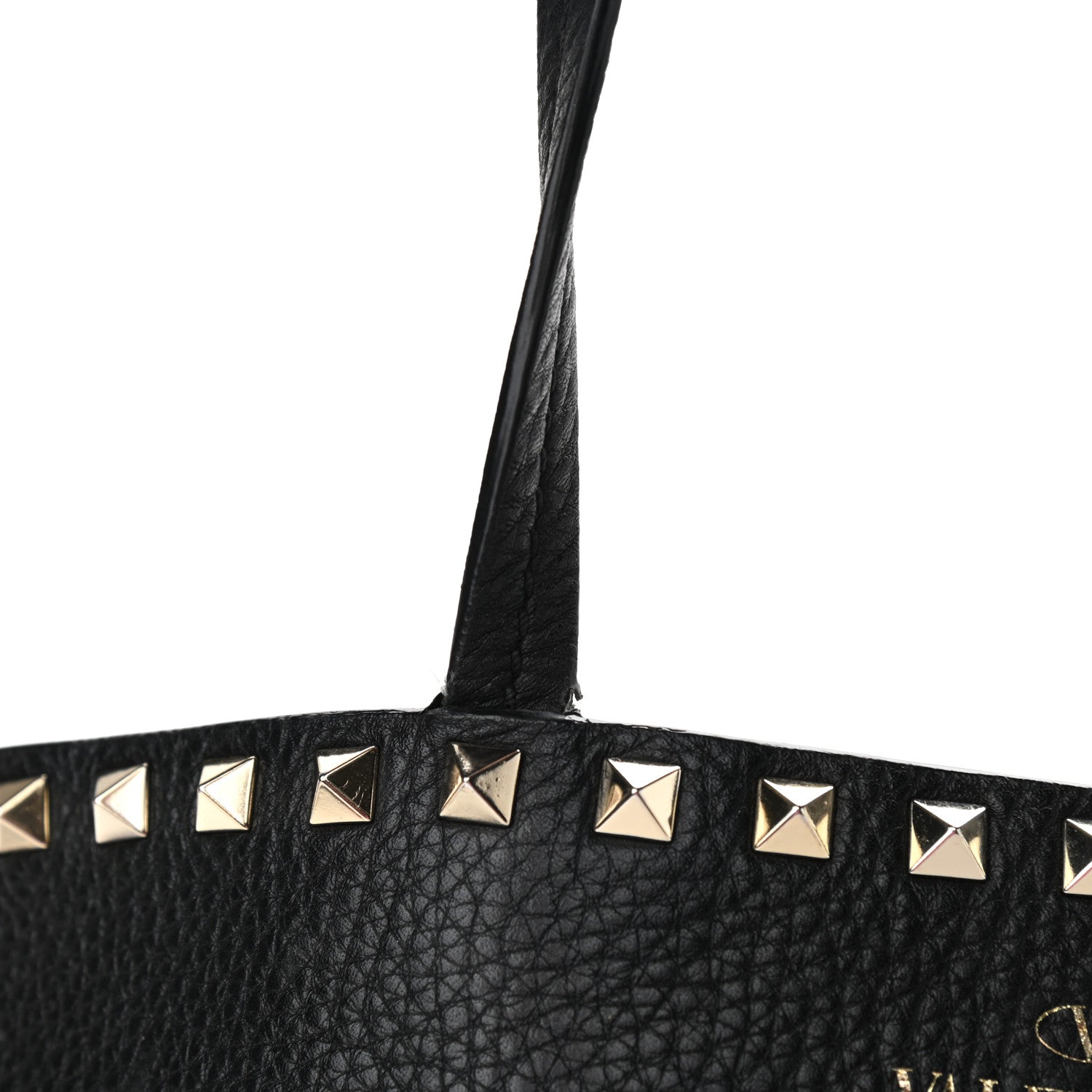 Valentino Garavani Grained Calfskin Rockstud Shoulder Tote Black 10 of 11