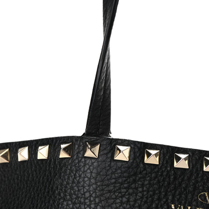 Valentino Garavani Grained Calfskin Rockstud Shoulder Tote Black 10 of 11
