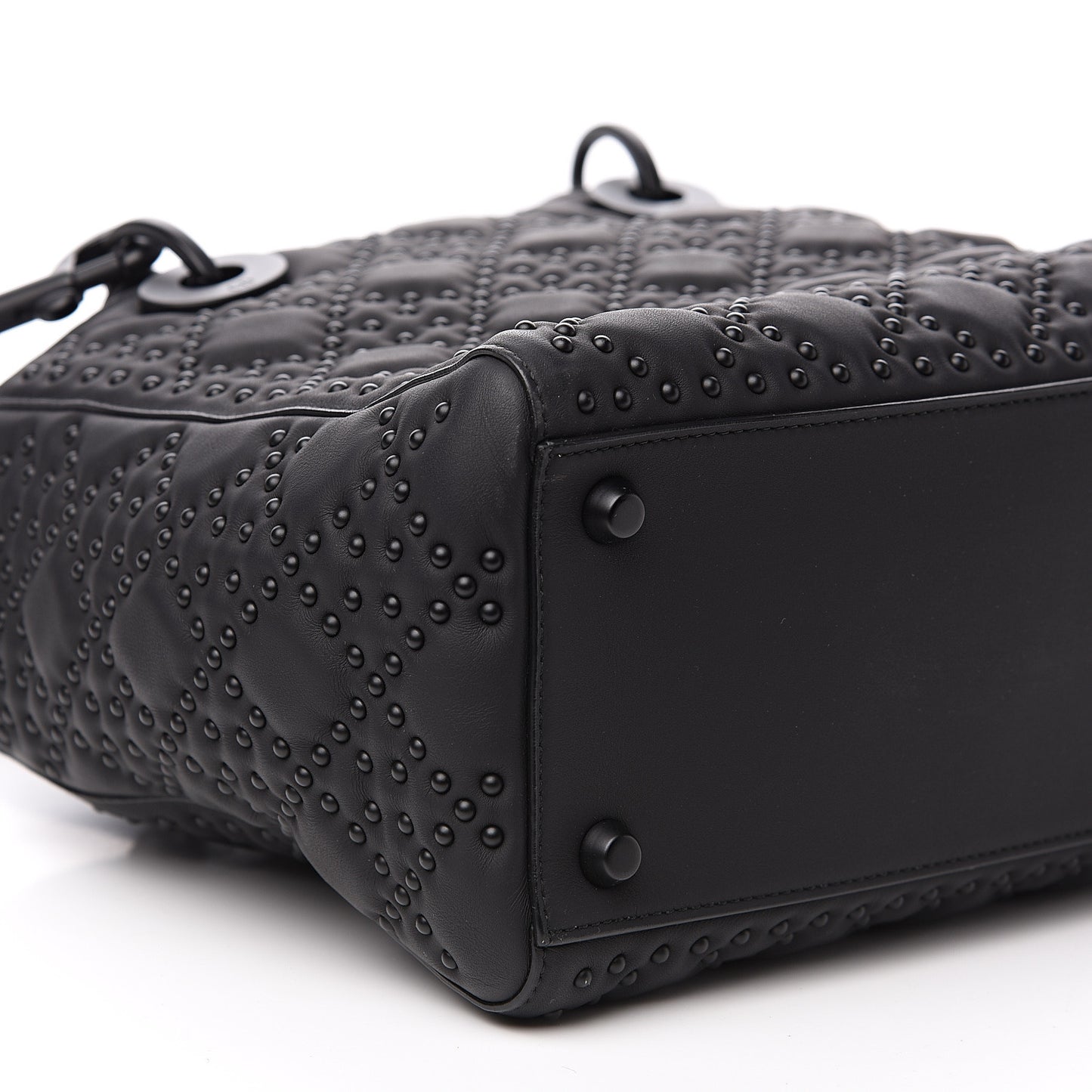 UItra Matte Calfskin Cannage Studded Medium Supple Lady Dior Black