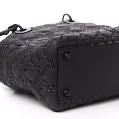 Christian Dior UItra Matte Calfskin Cannage Studded Medium Supple Lady Dior Black 7 of 9
