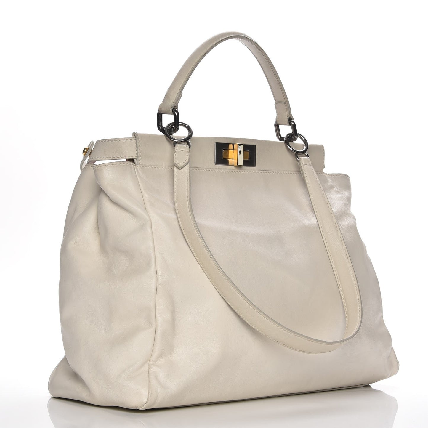 Goatskin Watersnake Large Peekaboo Iconic Satchel White