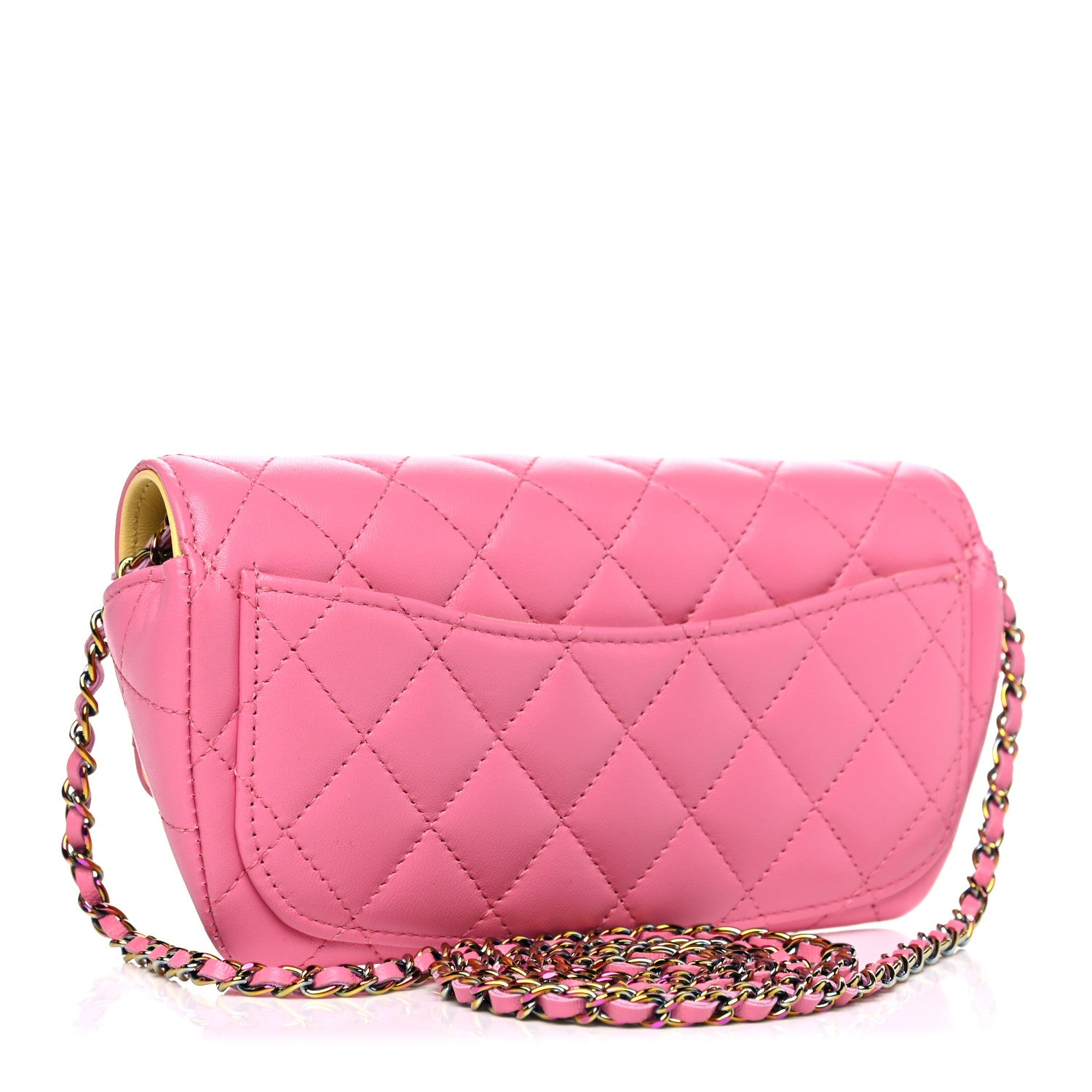 Chanel Lambskin Quilted Glasses Case With Chain Pink Yellow 2 of 12