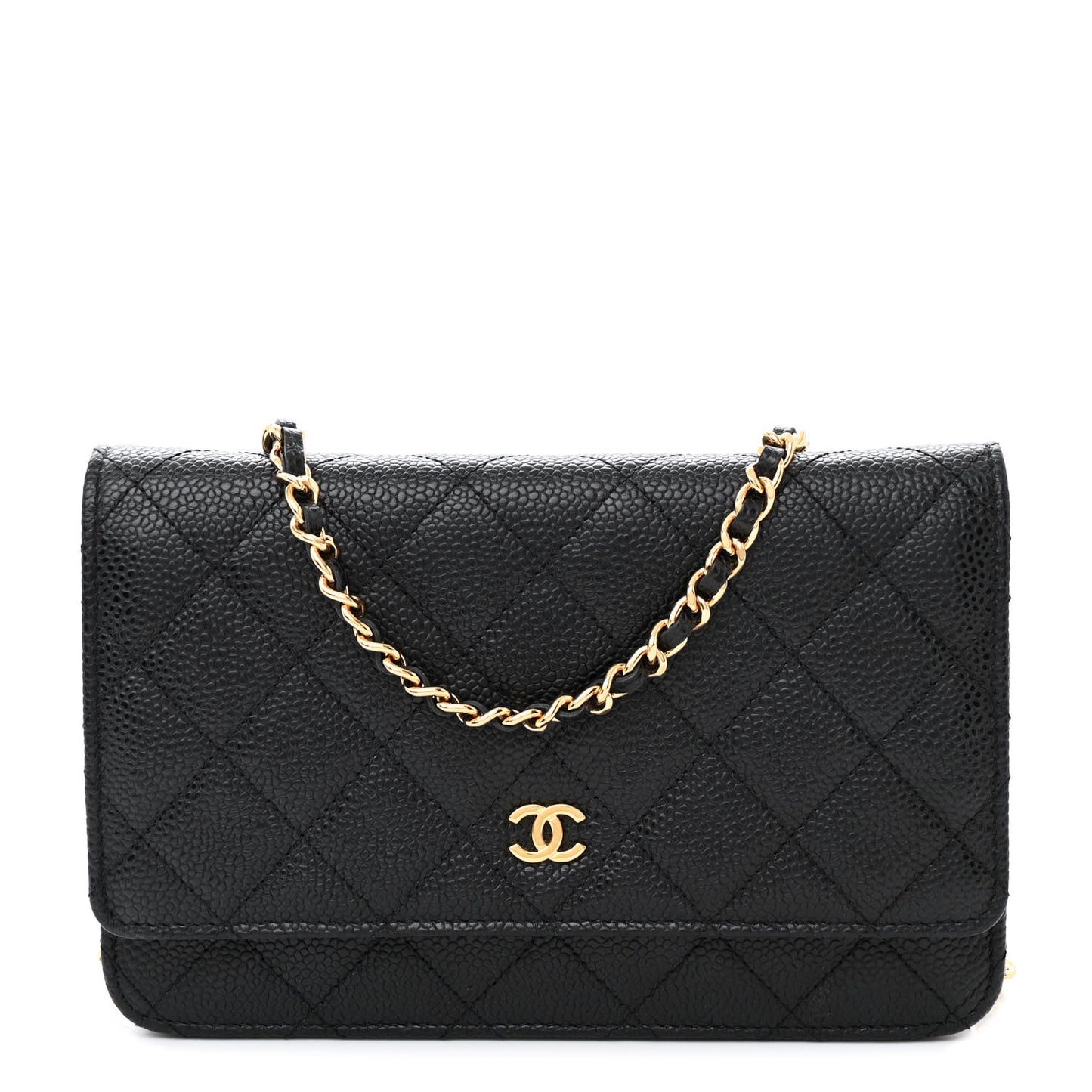 Caviar Quilted Wallet on Chain WOC Black