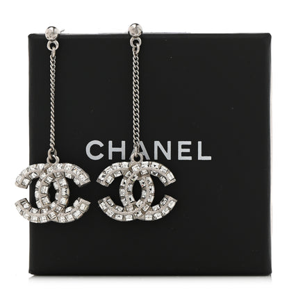 Chanel Baguette Crystal CC Drop Earrings Silver 4 of 4