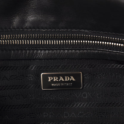 Prada Tessuto Nylon Vitello Foldover Pushlock Satchel Black 9 of 11