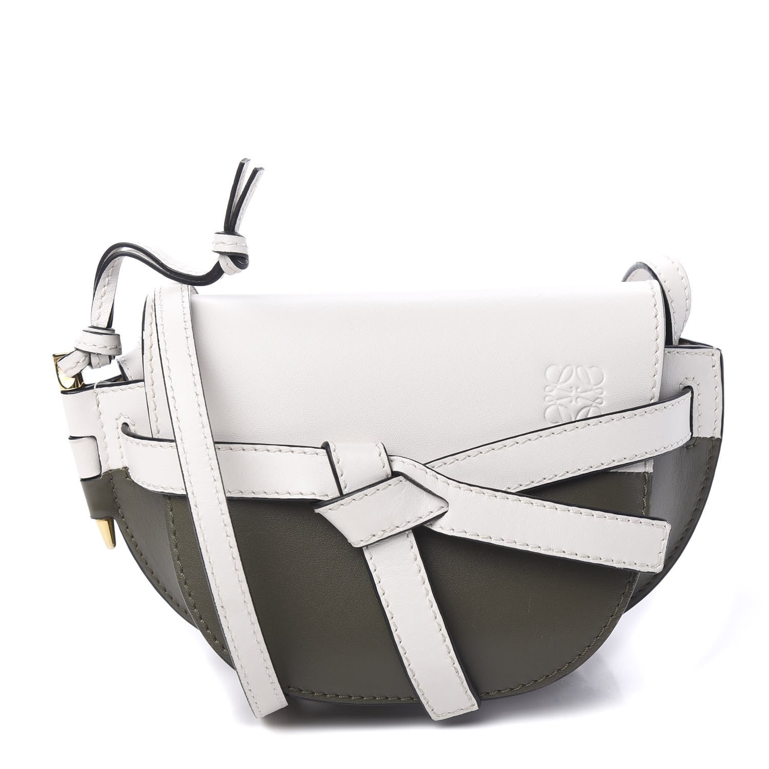Loewe Calfskin Mini Gate Crossbody Bag Khaki Green Soft White 1 of 8