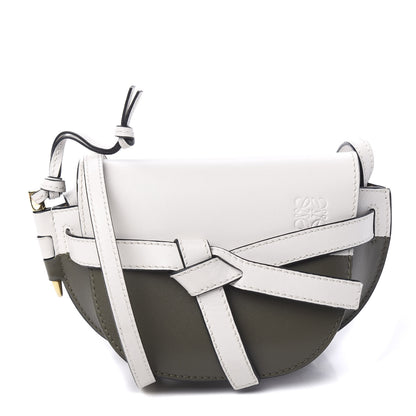 Loewe Calfskin Mini Gate Crossbody Bag Khaki Green Soft White 1 of 8