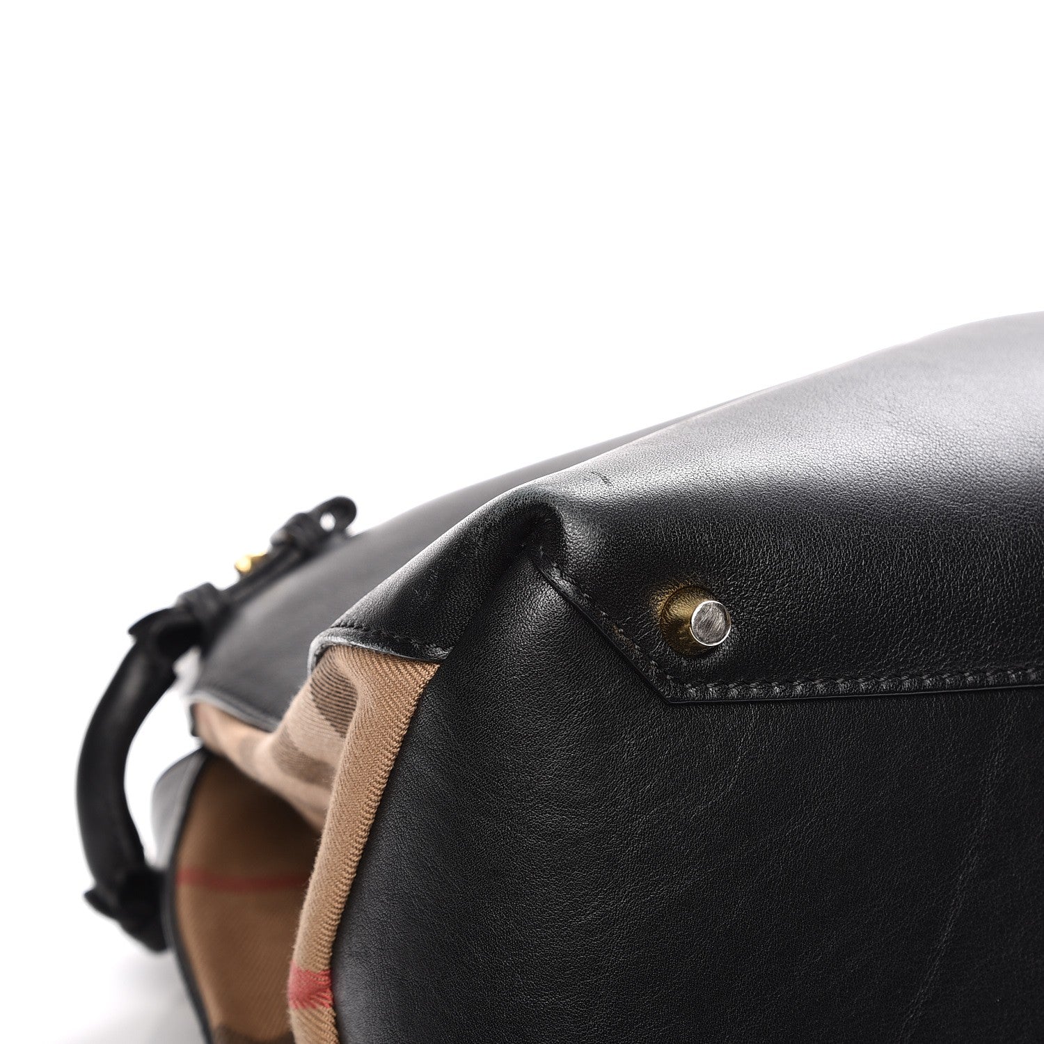 Burberry Grainy Calfskin House Check Large Banner Tote Black 16 of 18