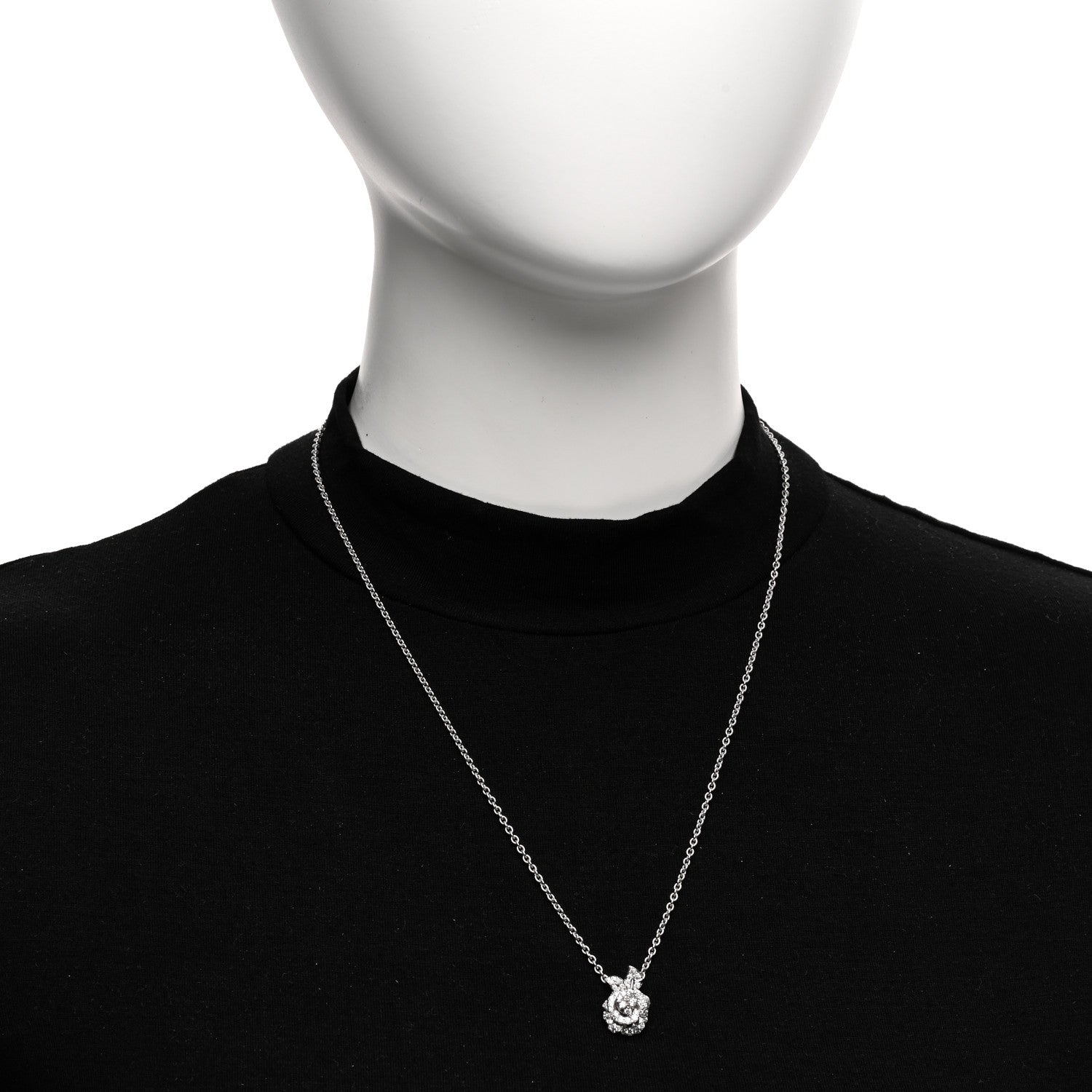 Christian Dior CHRISTIAN DIOR 18K White Gold Diamond Small Rose Dior Bagatelle Necklace 2 of 5