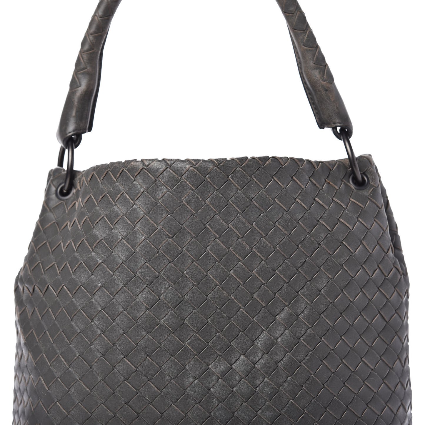 Nappa Intrecciato Bucket Bag Gray