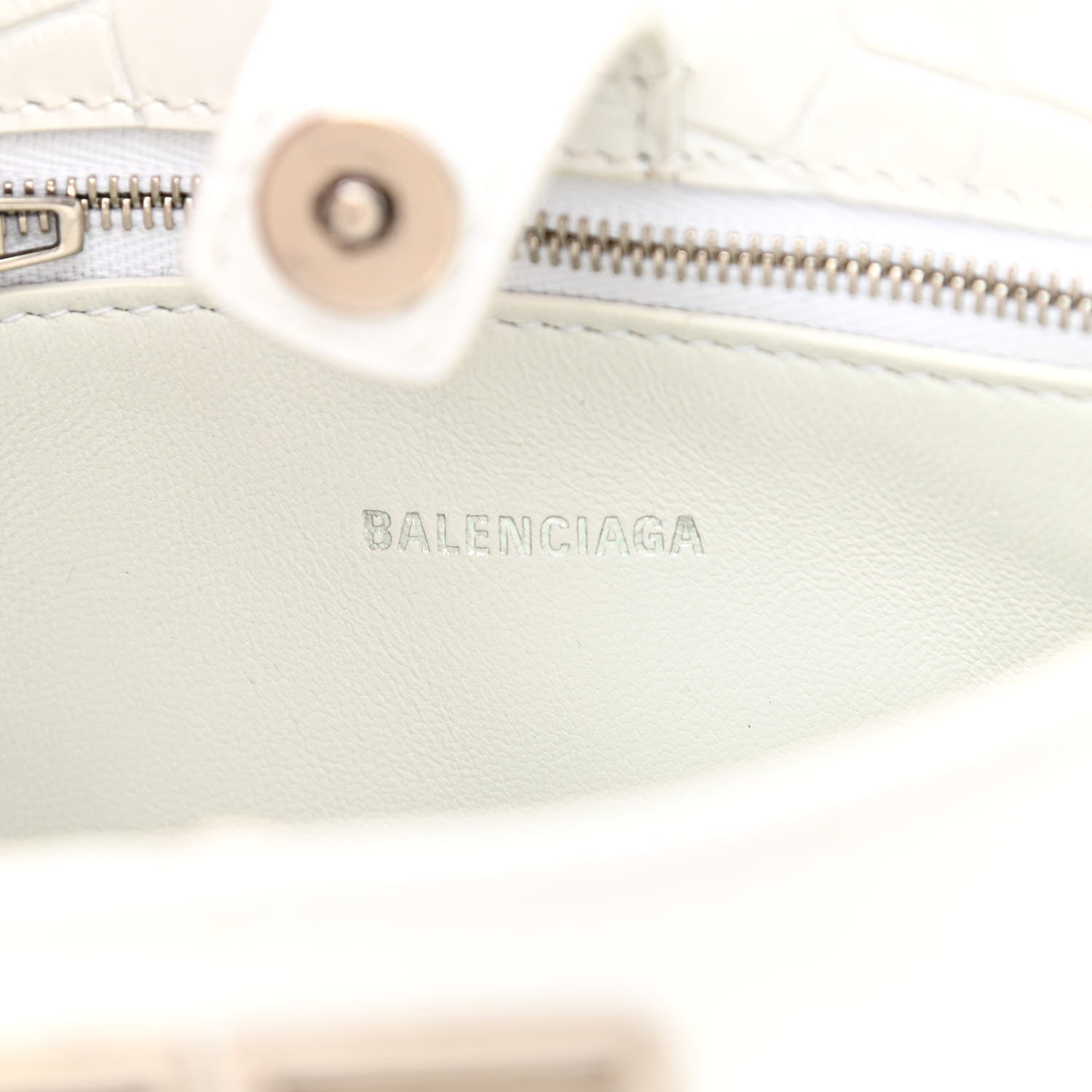 Balenciaga Shiny Super Supple Calfskin Crocodile Embossed Small XX Bag Optic White 6 of 10