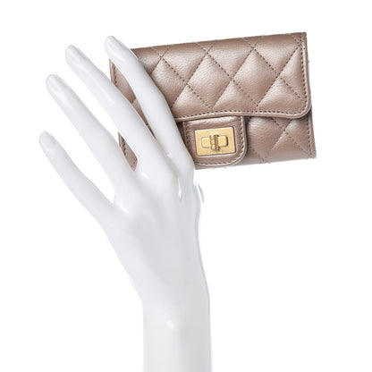 Chanel Metallic Calfskin Quilted Reissue Card Holder Wallet Gold 2 of 9