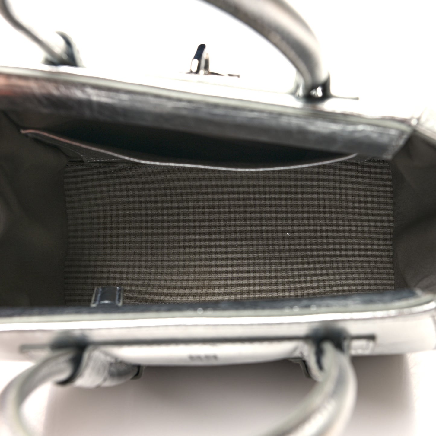 Metallic Lambskin Mini Lock Antigona Shoulder Bag Silver Grey