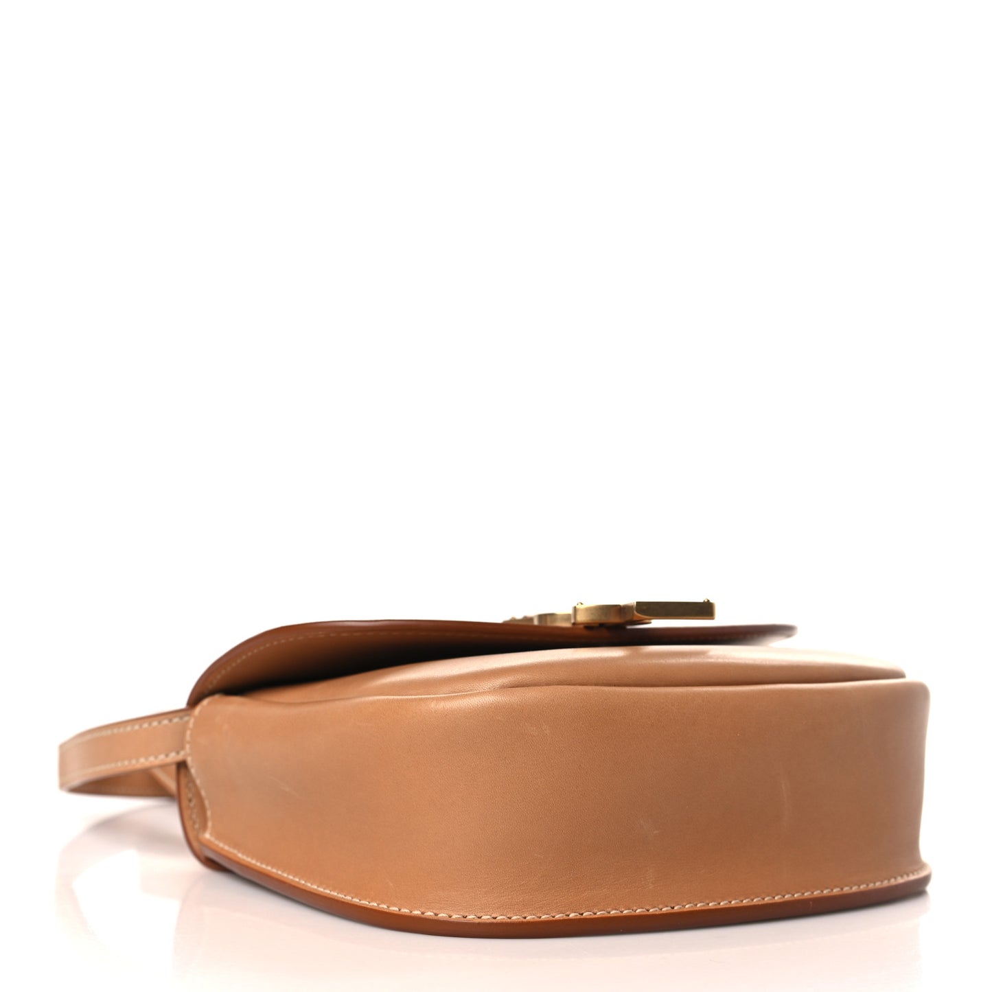 Smooth Vintage Calfskin Small Kaia Satchel Brown Gold