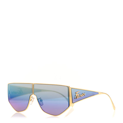 Fendi Metal Disco Geometric Sunglasses FE 40051/U Gold Blue Mirror 1 of 7
