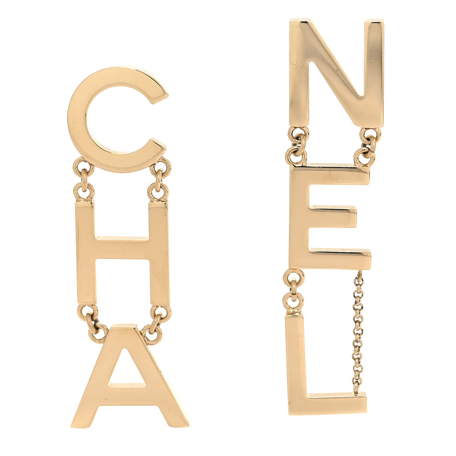 Chanel Metal Cha-Nel Logo Drop Earrings 1 of 5