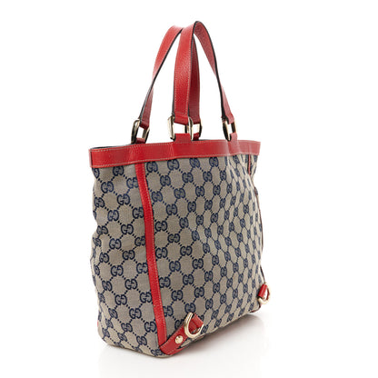 Gucci Monogram Abbey Small Tote Navy Red 3 of 10
