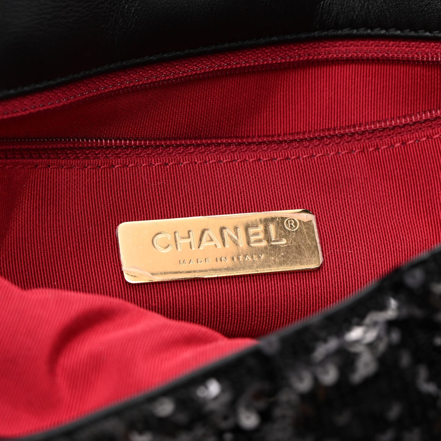Sequin Quilted Medium Chanel 19 Flap Black