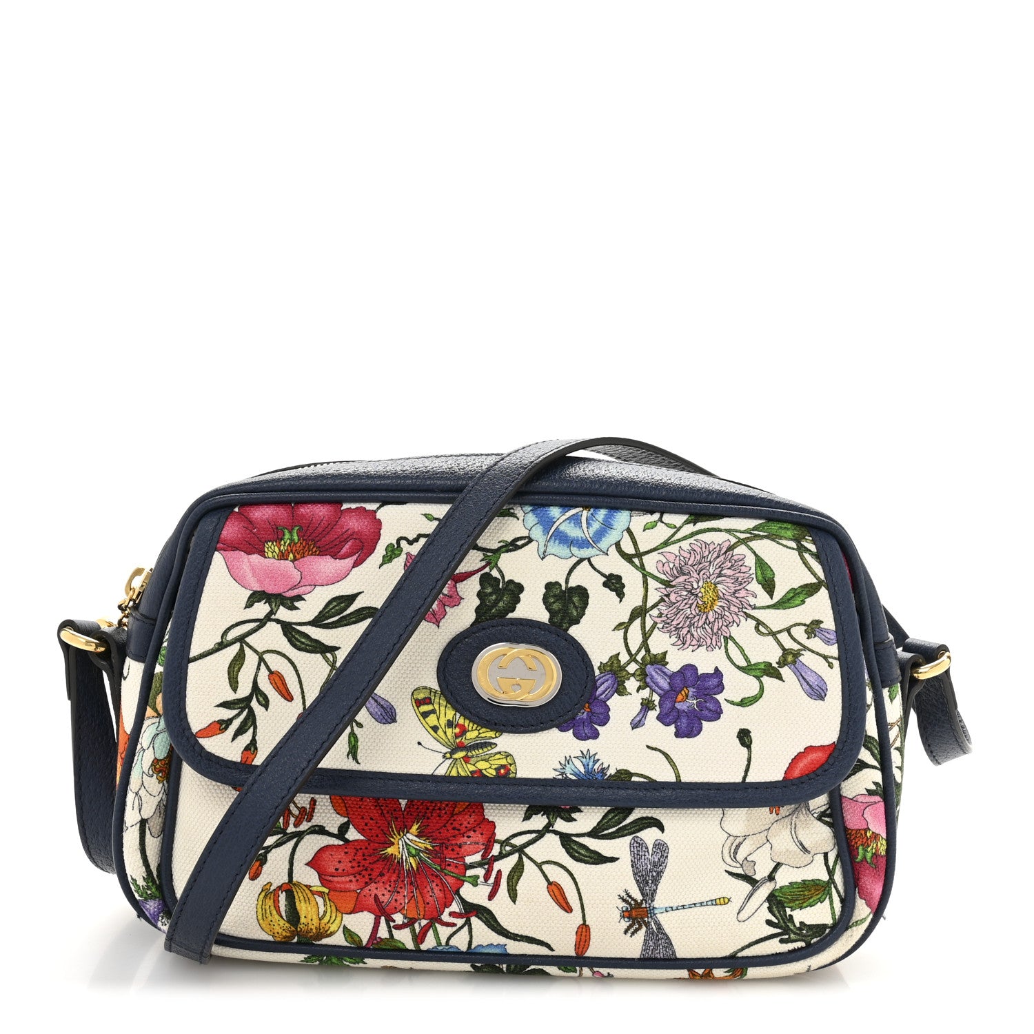Gucci Canvas Flora Floral Shoulder Bag White Blue Agata Mulitcolor 1 of 12