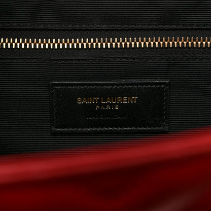 Saint Laurent Grain De Poudre Matelasse Chevron Large Monogram Satchel Lipstick Red 6 of 10