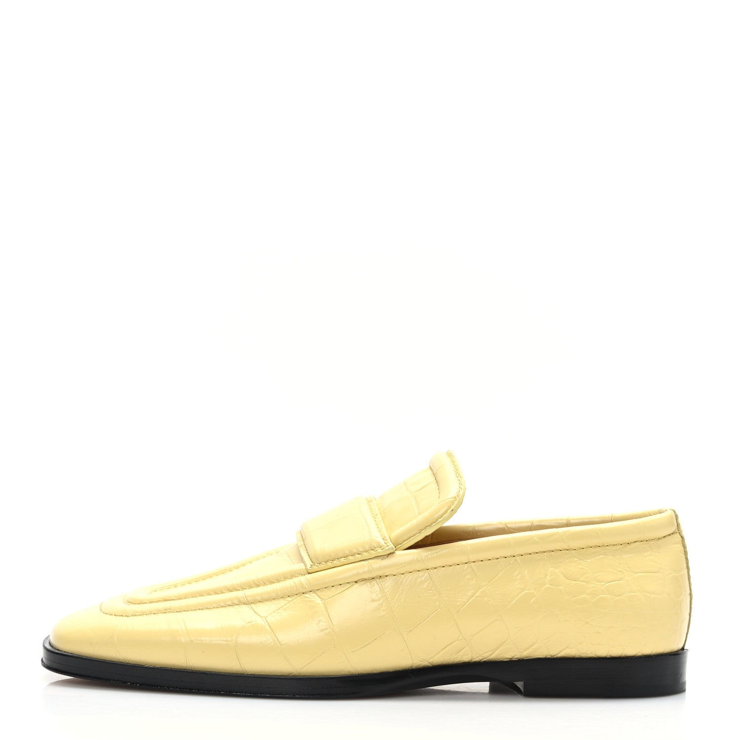 Bottega Veneta Patent Crocodile Embossed Loafers 36 Butter 1 of 7