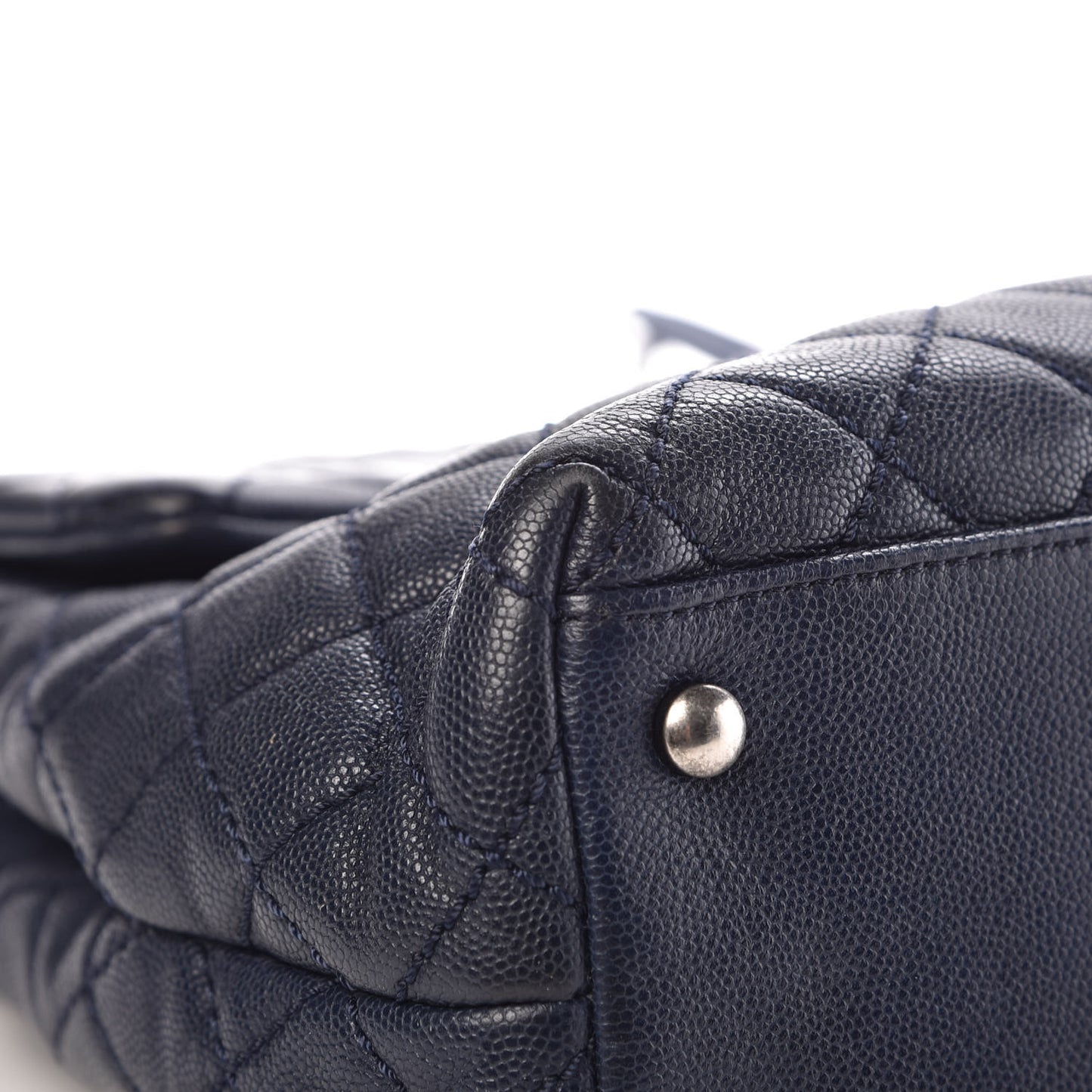 Caviar Quilted Large Coco Handle Flap Navy Blue
