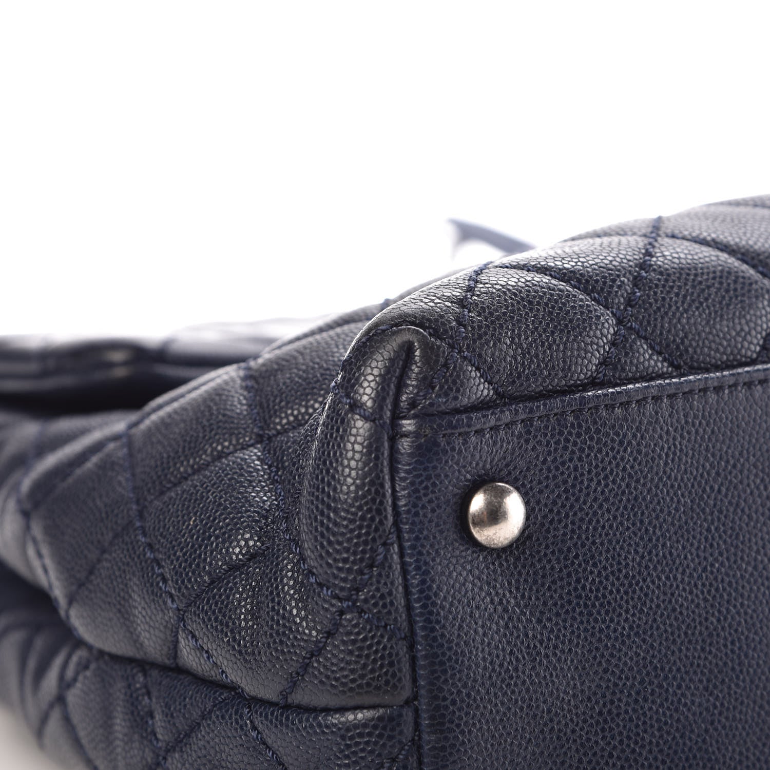 Chanel Caviar Quilted Large Coco Handle Flap Navy Blue 10 of 13