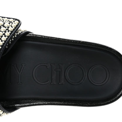 Jimmy Choo Canvas Pearl Embellished Fitz Slide Sandals 36 Black 8 of 8