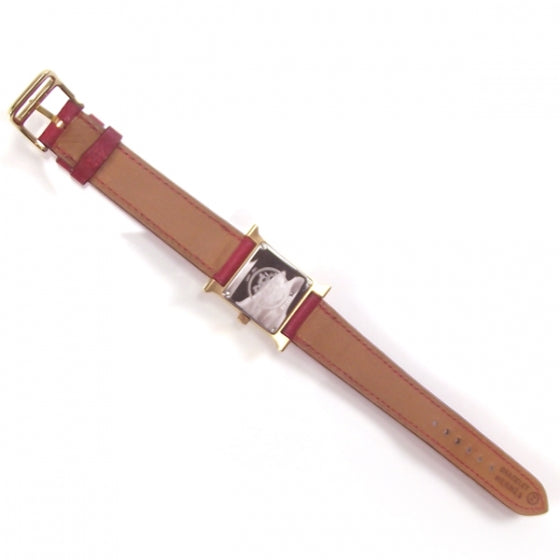 Hermes Stainless Steel Epsom 21mm Heure H Hour Quartz Watch Rouge 3 of 8