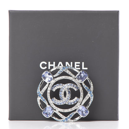 Chanel Crystal CC Brooch Silver Blue 6 of 6