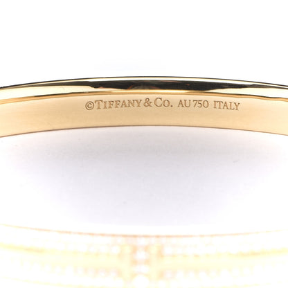 Tiffany 18K Yellow Gold Diamond T Hinged Pave Bracelet 4 of 6