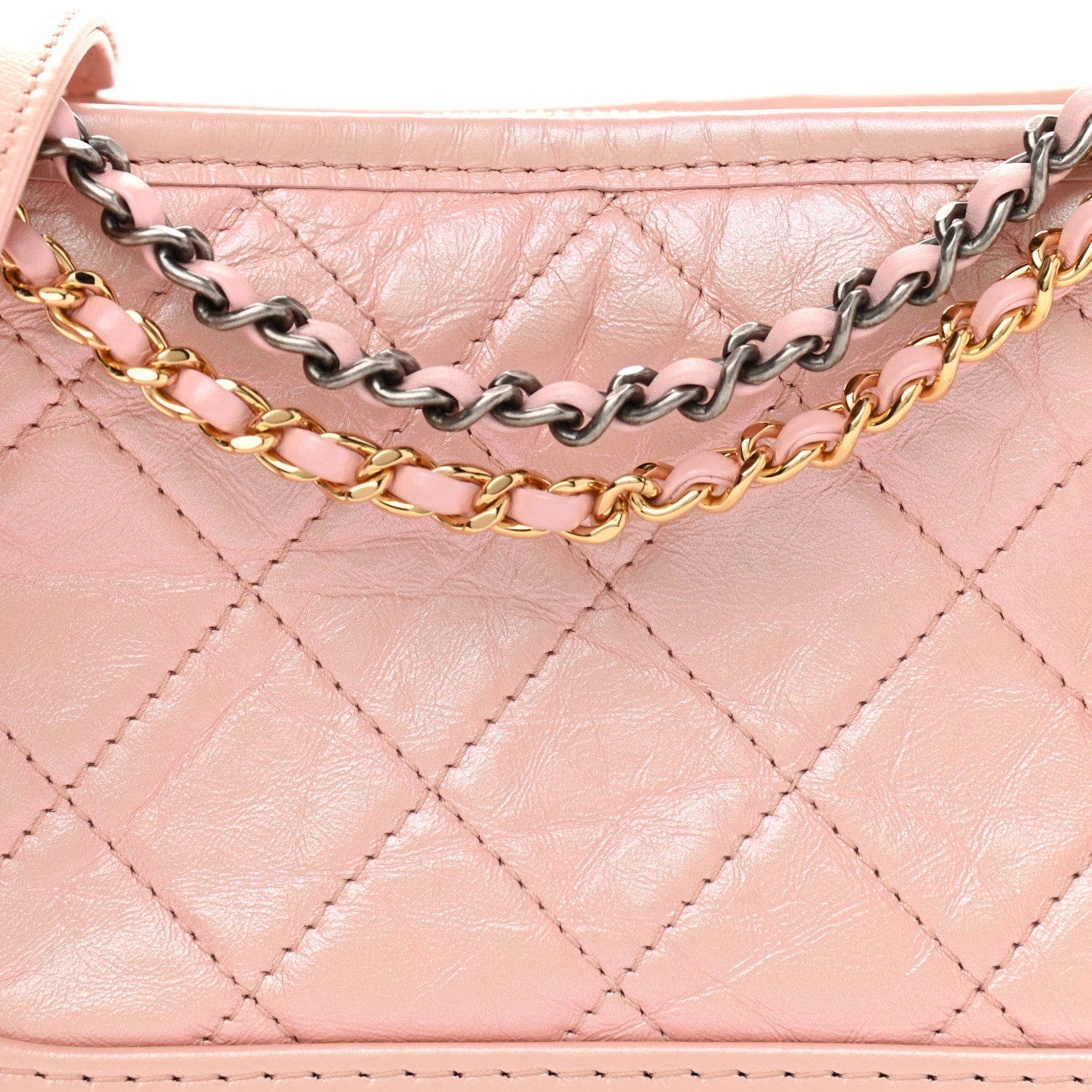 Chanel Iridescent Aged Calfskin Quilted Small Gabrielle Hobo Rose 8 of 11