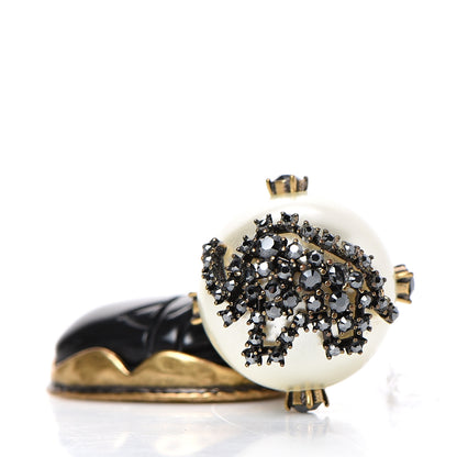 Christian Dior Crystal Pearl Tribales Beetle Charm Earring Aged Gold Black 5 of 6