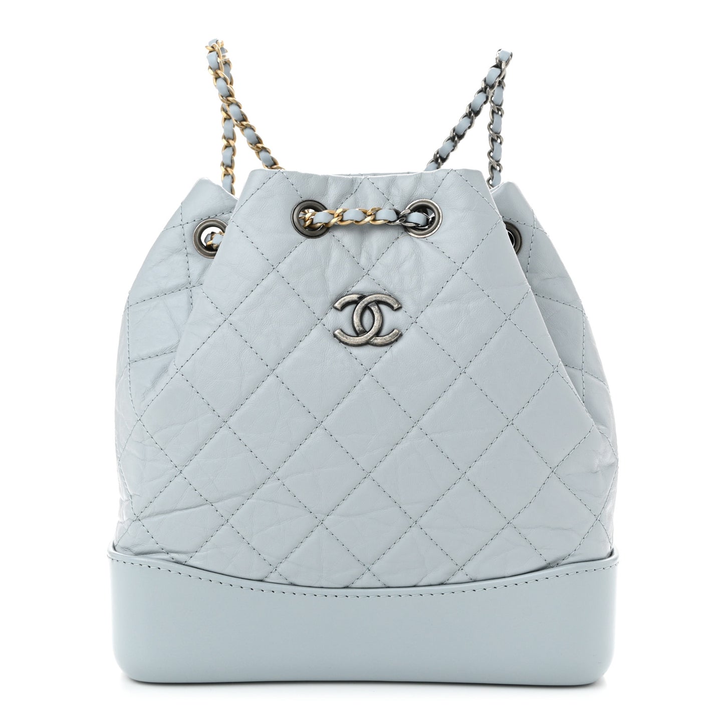 Aged Calfskin Quilted Small Gabrielle Backpack Light Blue