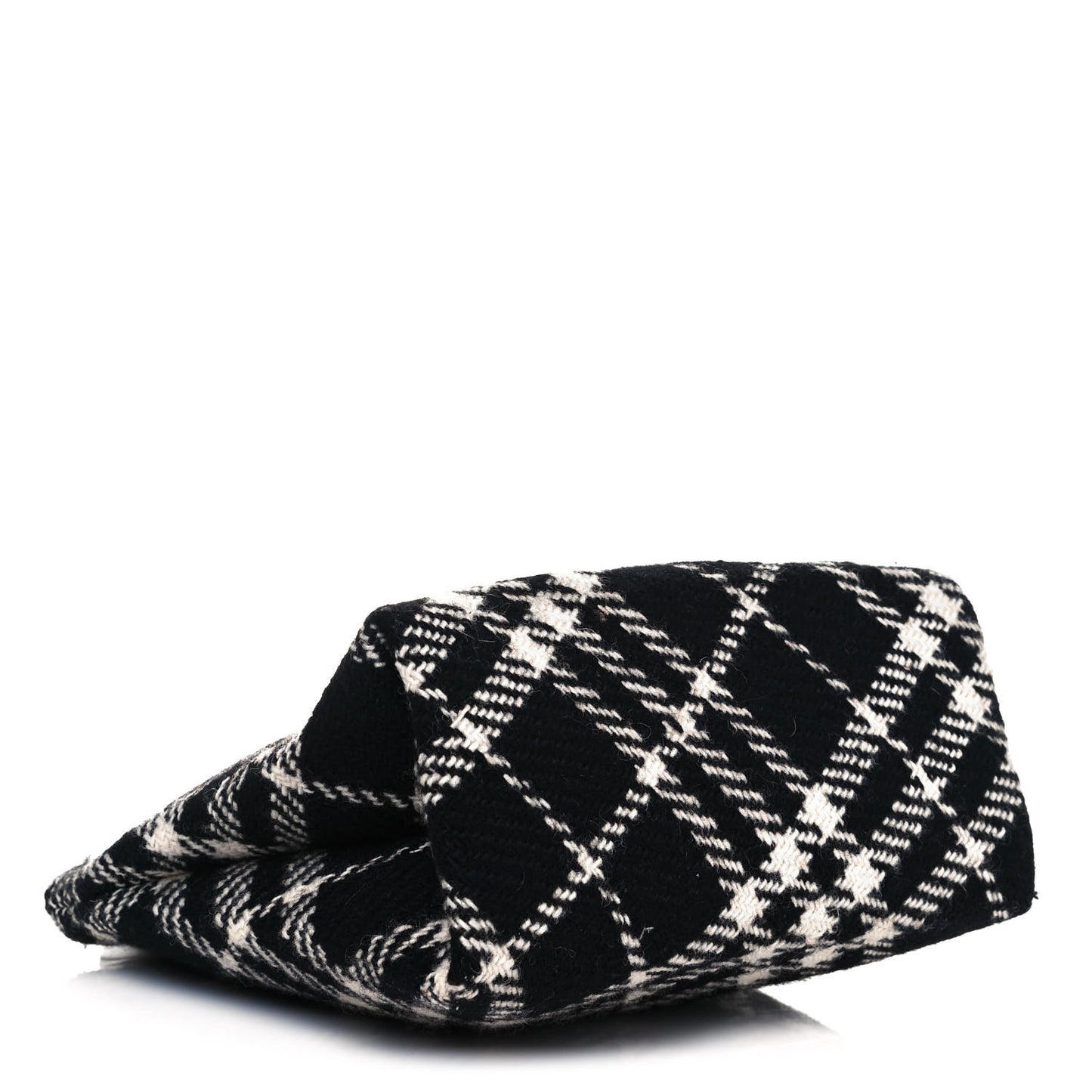 Wool Plaid Check Tote Black