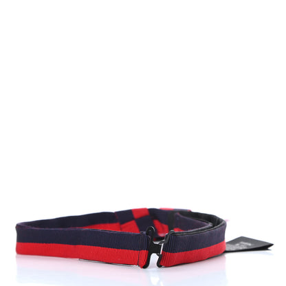 Gucci Grosgrain Web Feline Neck Bow Blue Red 3 of 5