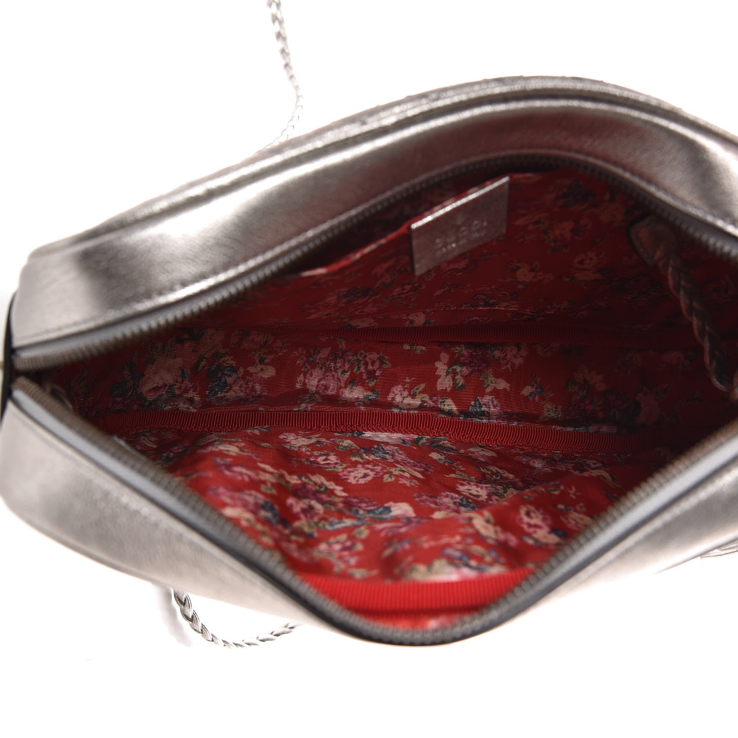 Gucci Laminated Nappa Web Trapuntata Small GG Shoulder Bag Argento 5 of 9