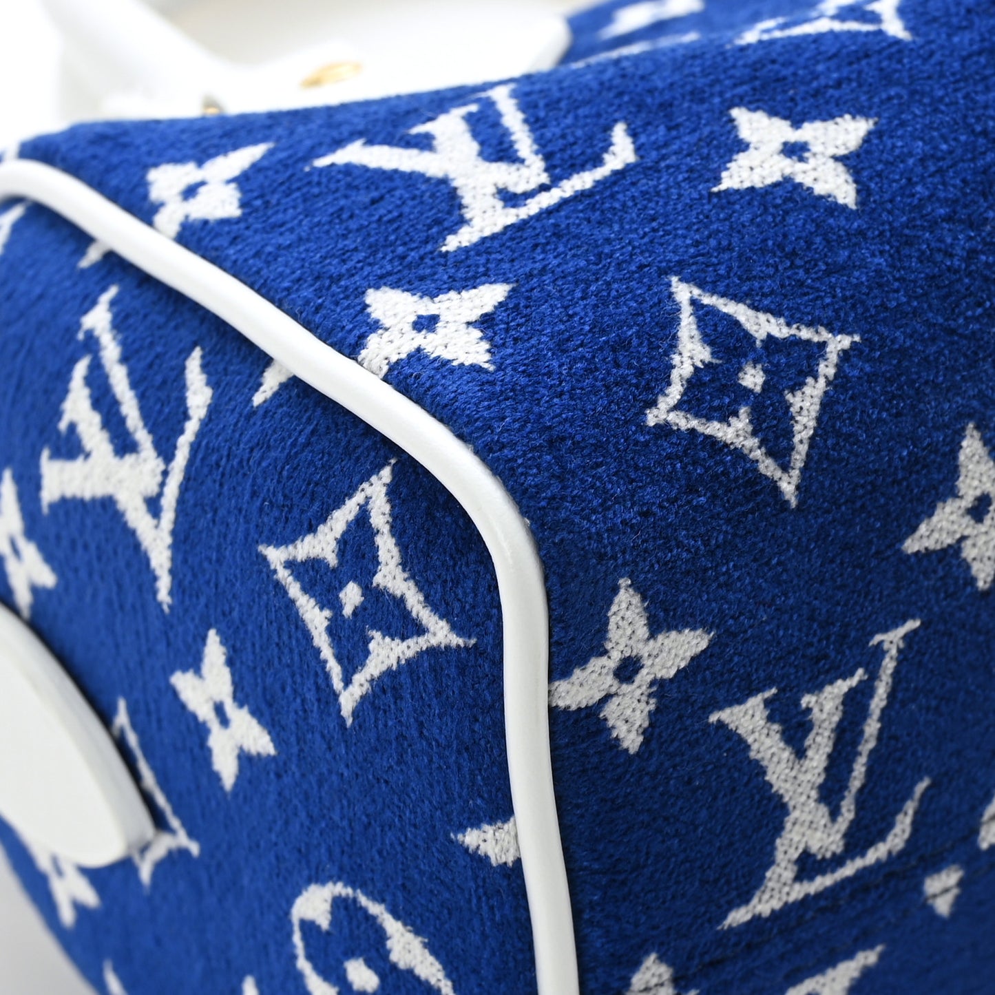 Jacquard Velvet Monogram LV Match Speedy Bandouliere 20 Blue