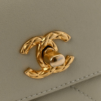 Chanel Lambskin Quilted Clutch Mini Flap Bag Light Grey 11 of 13