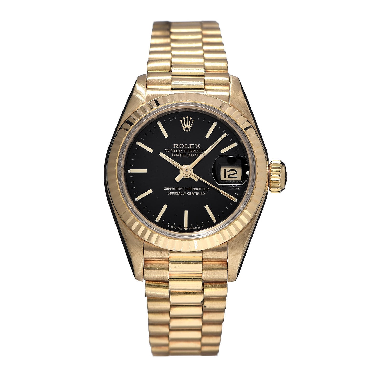 18K Yellow Gold 26mm Datejust President Watch Black 69178