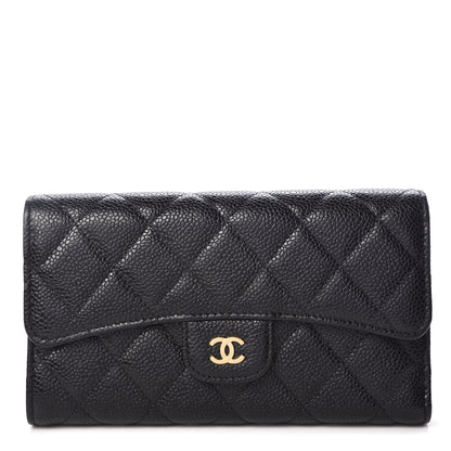 Chanel Caviar Quilted Long Flap Wallet Black 1 of 9