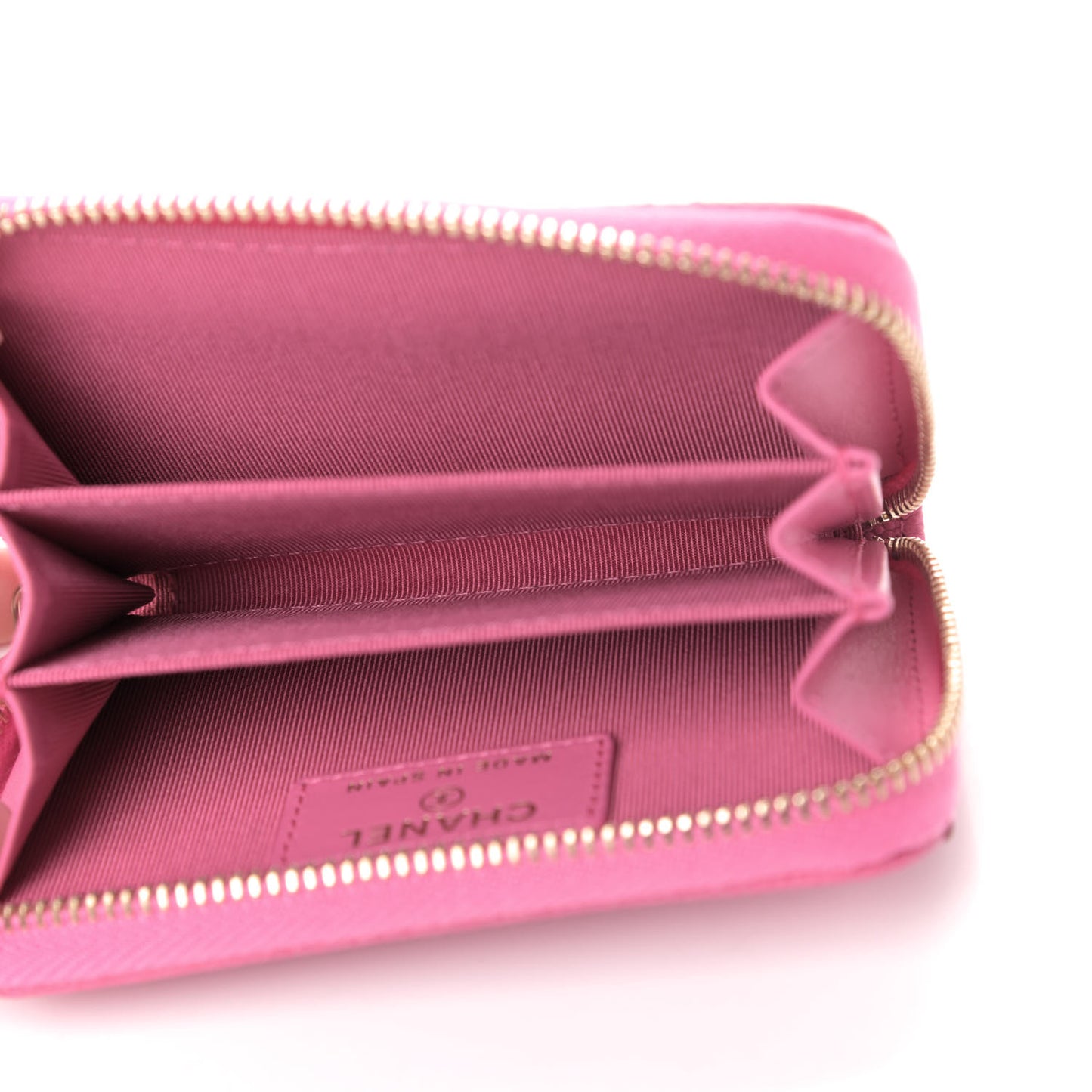 Caviar Quilted Zip Coin Purse Pink