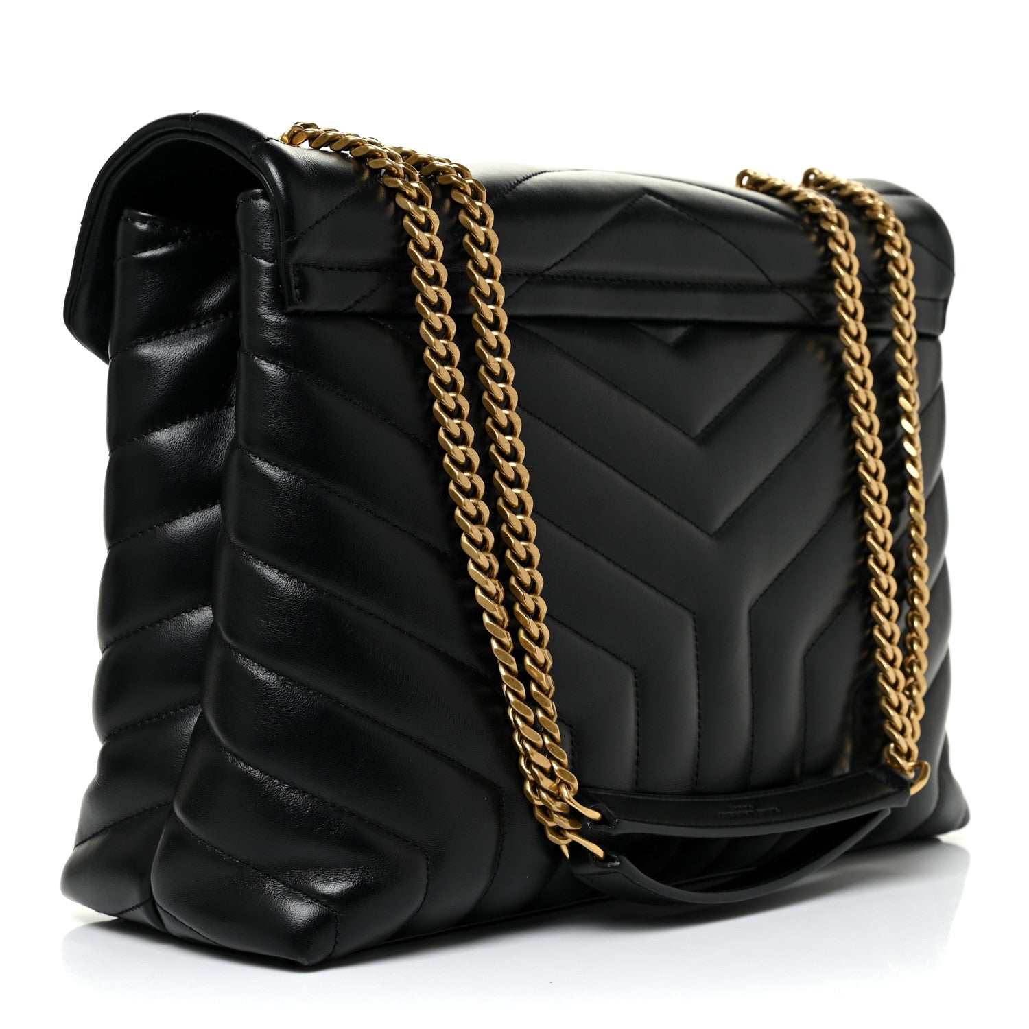 Saint Laurent Calfskin Y Quilted Monogram Medium Loulou Chain Satchel Black 3 of 14