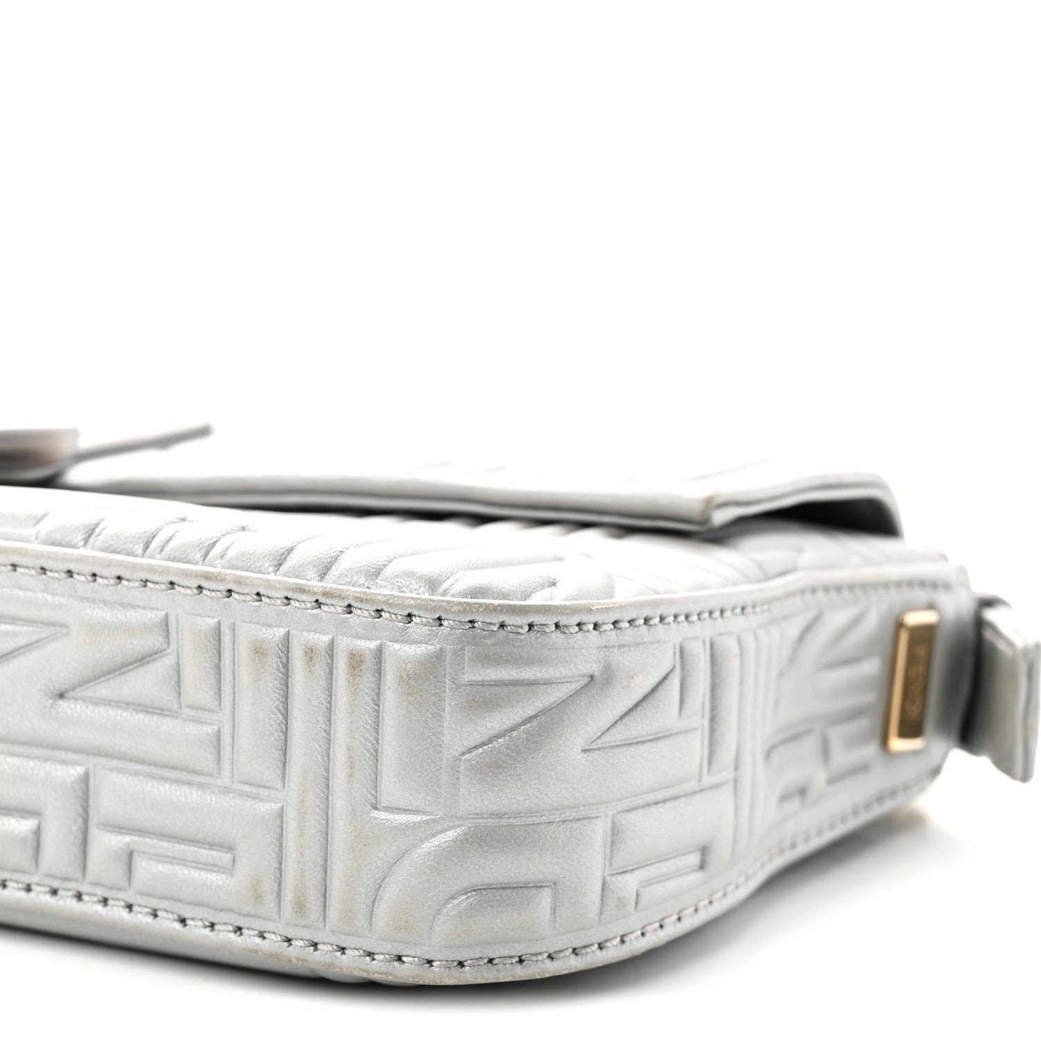 Fendi Nappa Logo Embossed Baguette Silver 10 of 10