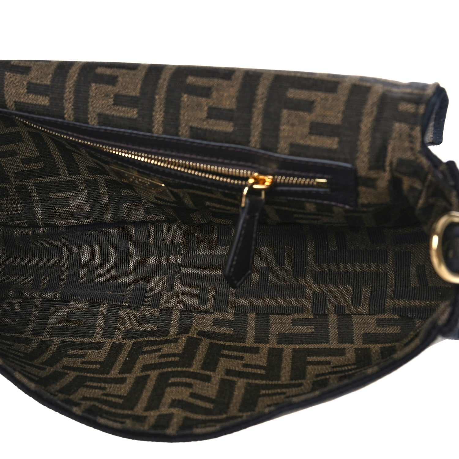 Fendi Fabric Jacquard FF 1974 Medium Baguette Tobacco Moro Black 5 of 9