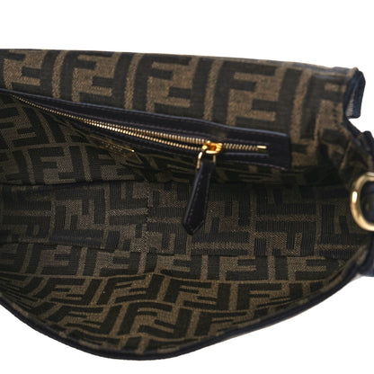 Fendi Fabric Jacquard FF 1974 Medium Baguette Tobacco Moro Black 5 of 9