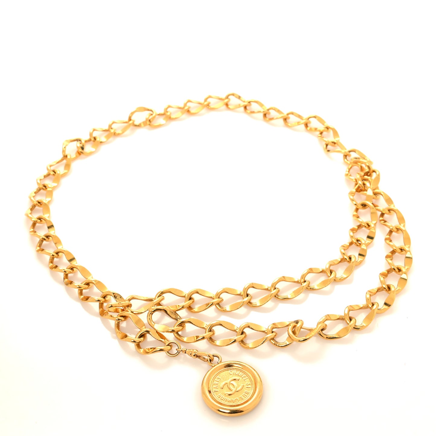 Metal Chain CC Medallion Belt Gold